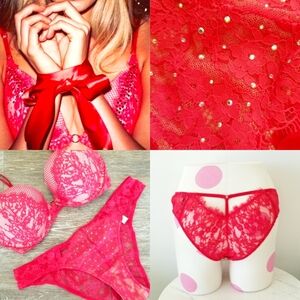 Victoria's Secret Vintage Very Sexy Push-up Bra Rhinestone Crystal Panty Set NWT
